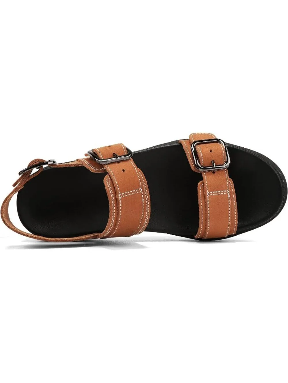 Women's Tan Adjustable Double Strap Cute Chunky Footbed Platform Sandal Shoes